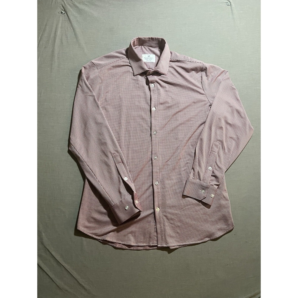 Mizzen+Main Trim Fit Button Up‎ Shirt Men's M Red Check Performance Long Sleeve.